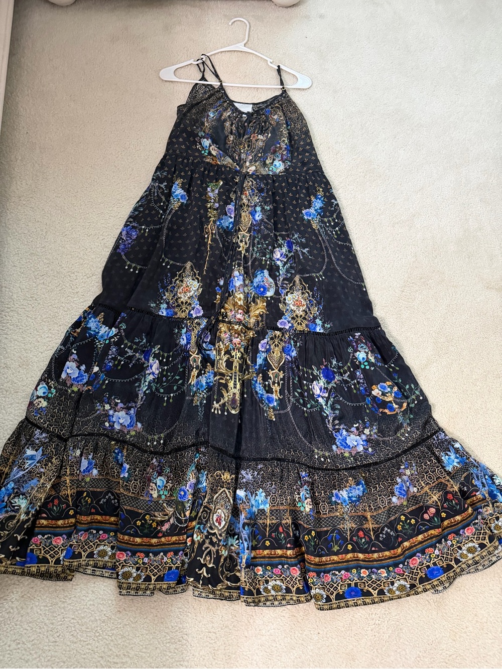 Camilla Black Silk Maxi Dress with Front Tie Details - Picture 3 of 10